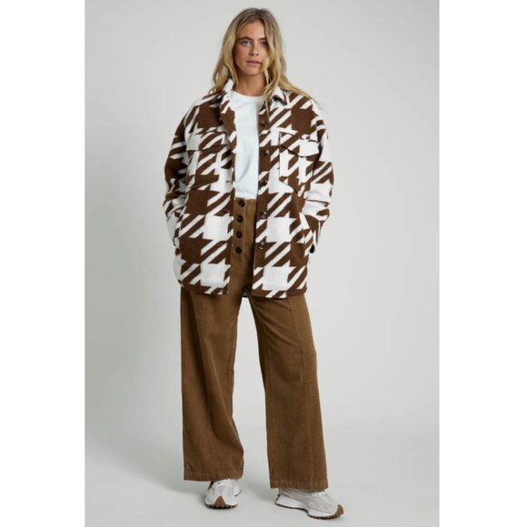 Native Youth Jerrod Houndstooth Shirt Jacket Women's Size L - Picture 3 of 13